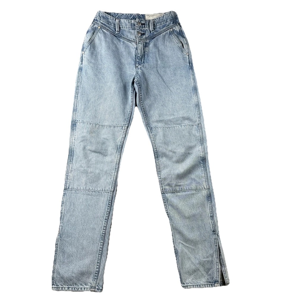 Rag & Bone Mia Yoke High Rise Jeans 26 Clean Lou Light Wash Button Fly 90s Retro